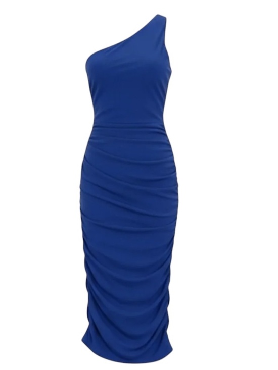 Love By Design Dresses & Skirts - LOVE BY DESIGN One Shoulder Bodycon Midi Dress Blue Surf The Web Size M